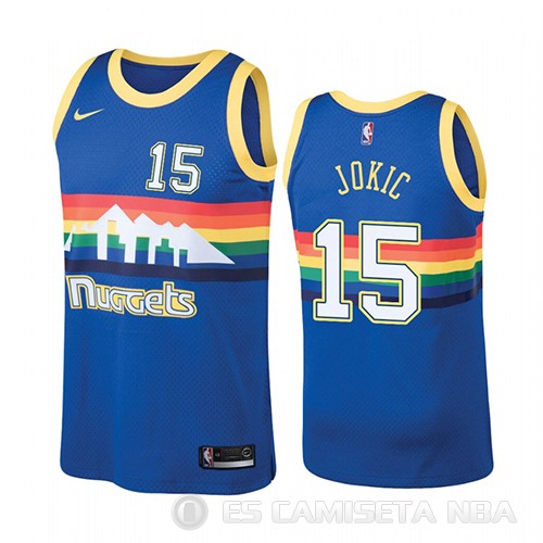 Camiseta Nikola Jokic #15 Denver Nuggets Hardwood Classics 2019-20 Azul - Haga un click en la imagen para cerrar